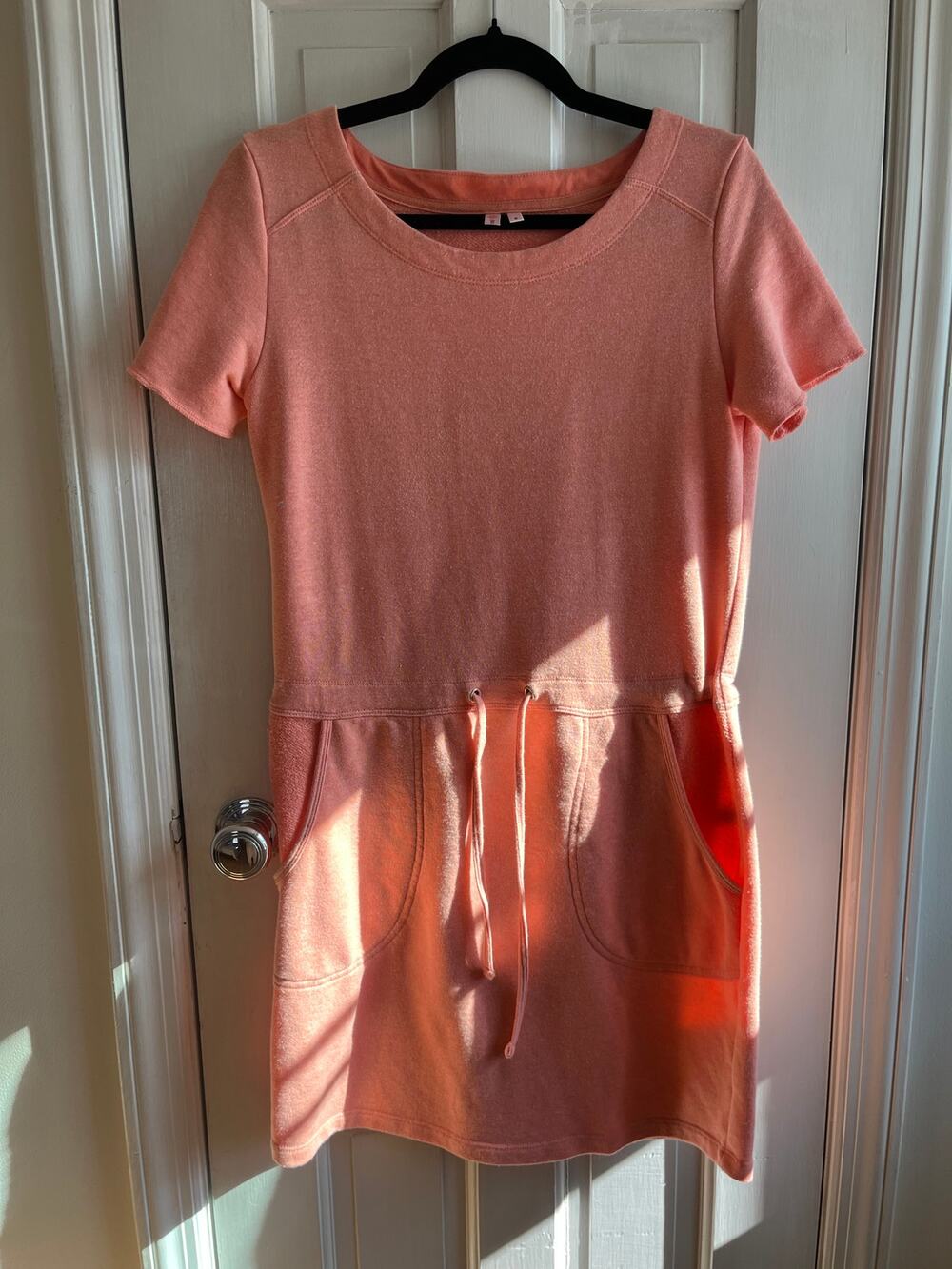 Peach Brand Short Sleeve Drop-Waist Sweatshirt Dress - Size Small - Pink/Coral